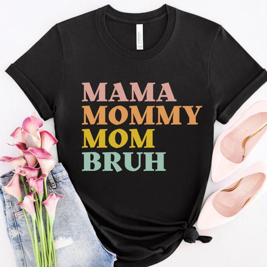 European And American Cute Mom Style Shirt Printed Casual Round Neck Short Sleeves